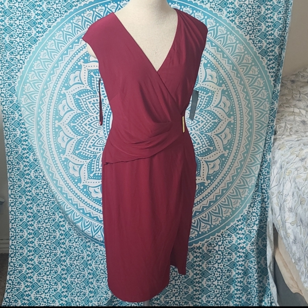 Lauren Ralph Lauren Dress Aideena w/Trim Dress Vibrant Garnet